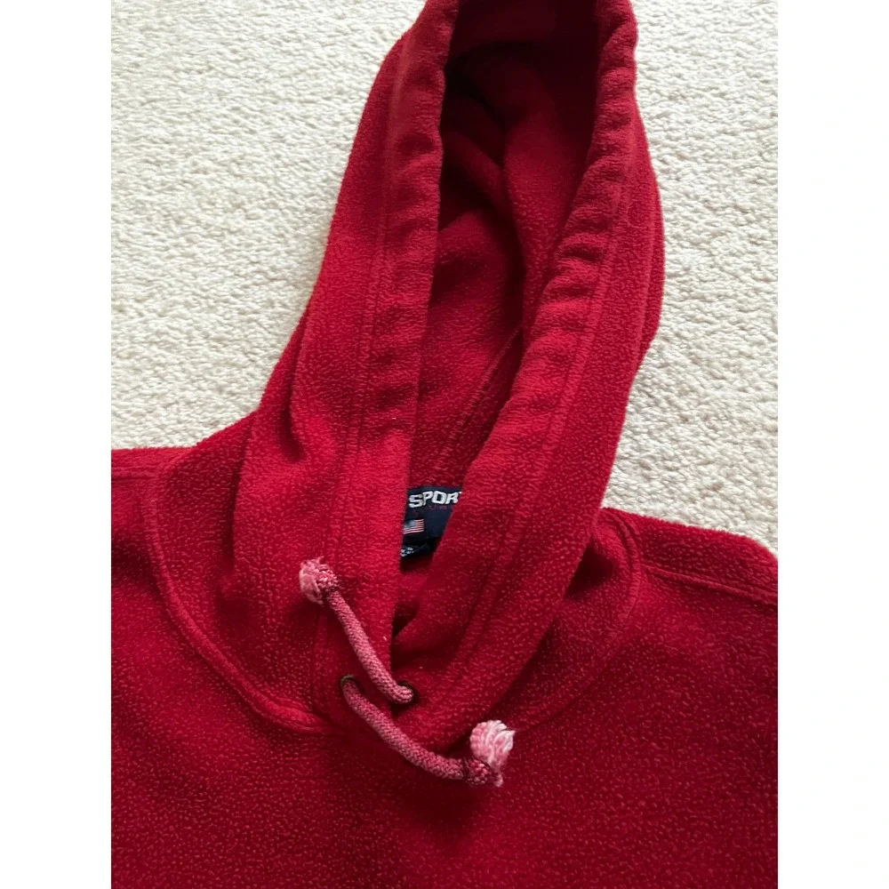 Vintage Polo Sport Ralph Lauren USA Fleece Hoodie Red Flag 80's 90's XL